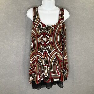 Vintage Y2K Bisou Bisou Tank Top XL Geometric Sleeveless Layered‎ Festival